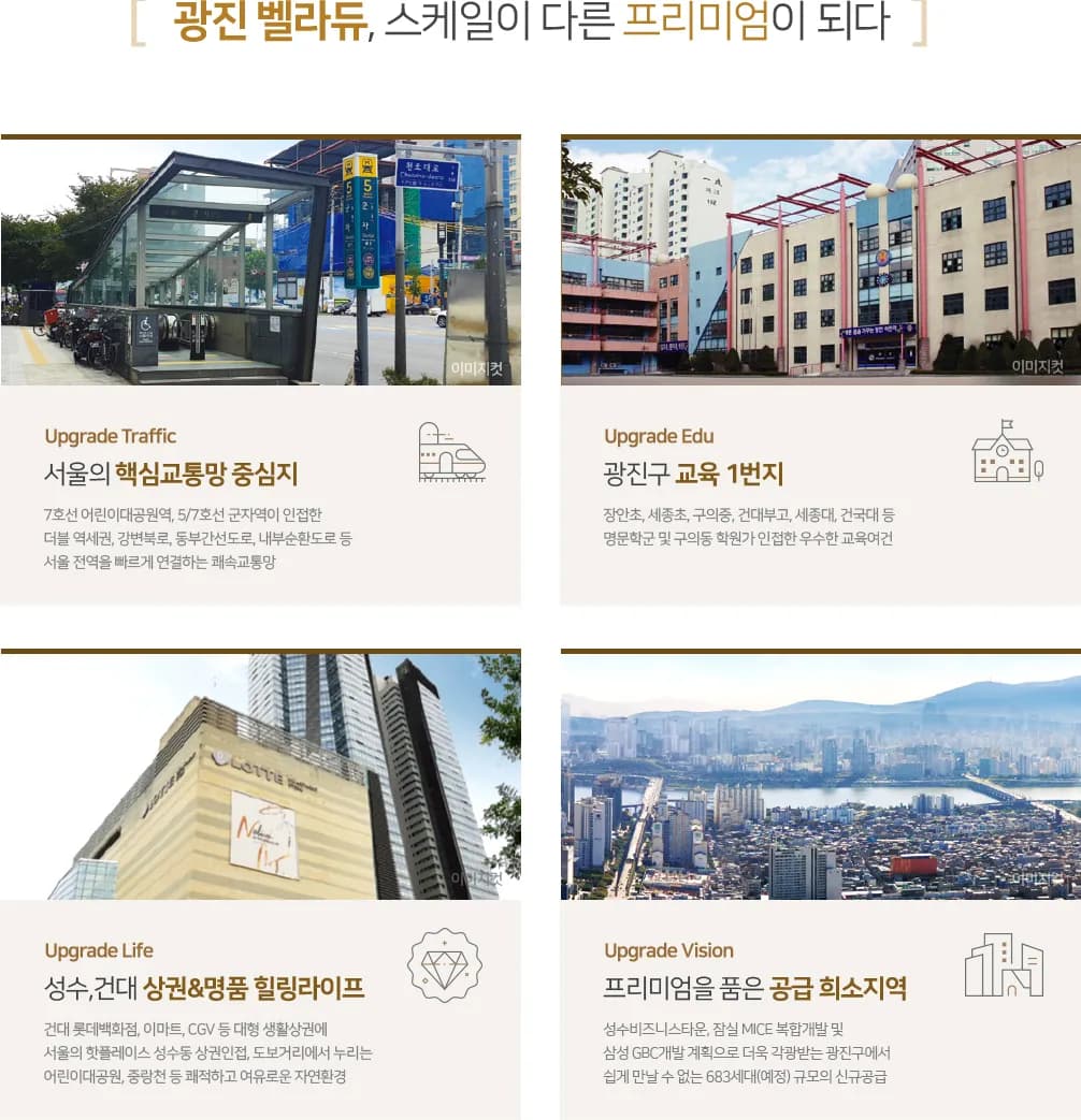 광진 벨라듀 프리미엄 — 교통·교육·생활·비전 4가지 강점
